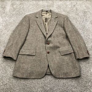 VINTAGE Oakmont Blazer Adult 44L Beige Wool Herringbone Sport Coat Suit Jacket